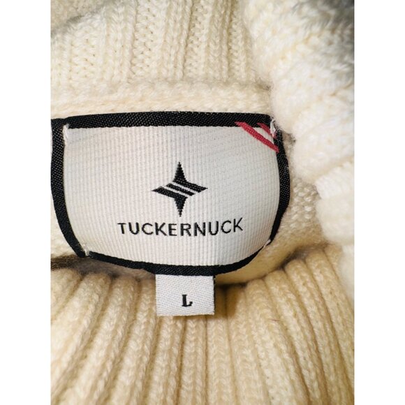 Tuckernuck Winter White Sophia Sweater Cream 100% Wool Turtleneck Gold Button L - Picture 8 of 11
